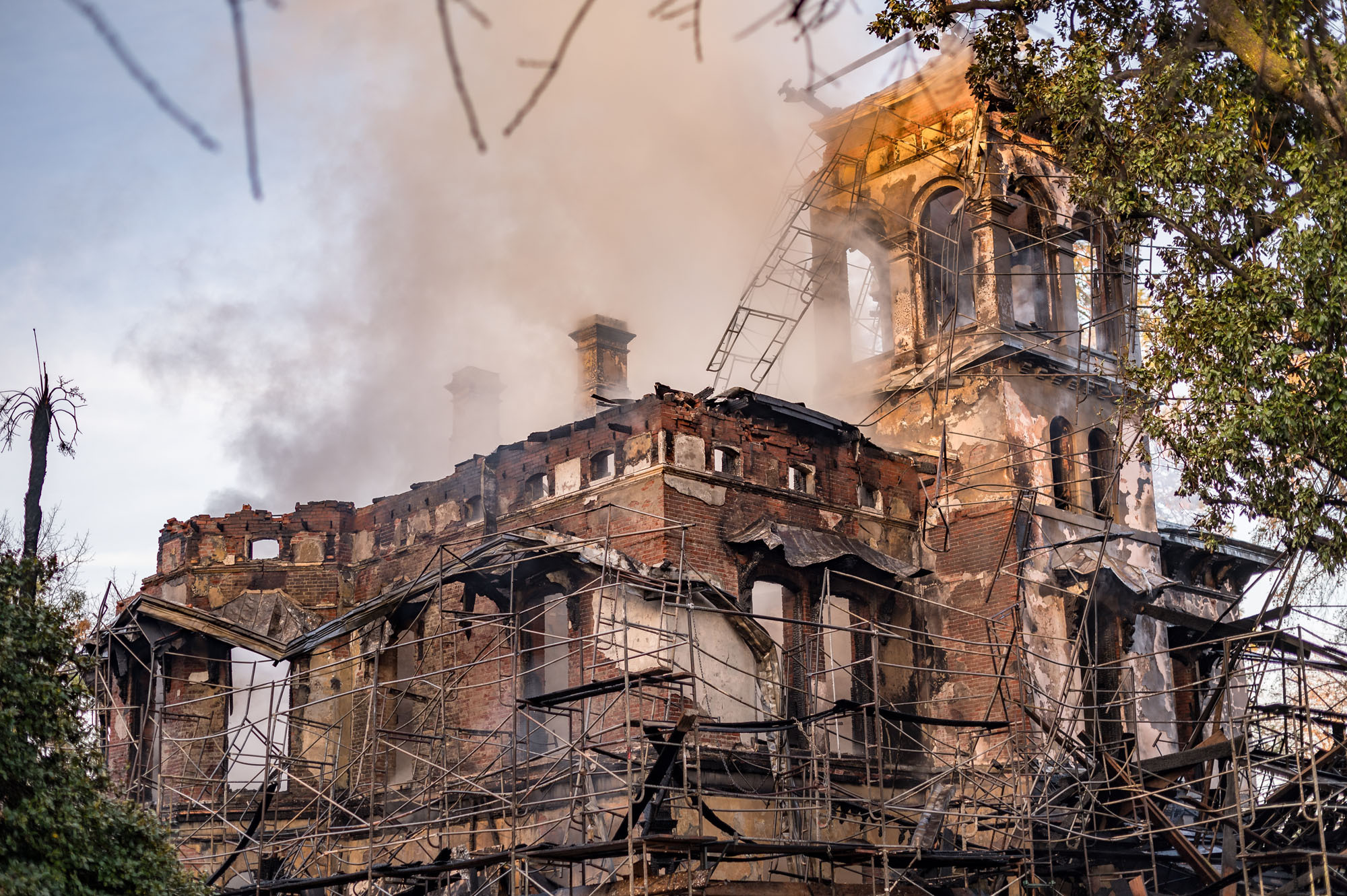 The Bidwell Mansion was severely damaged by an arson fire on Dec. 11, 2024. Photo from California State Parks.
