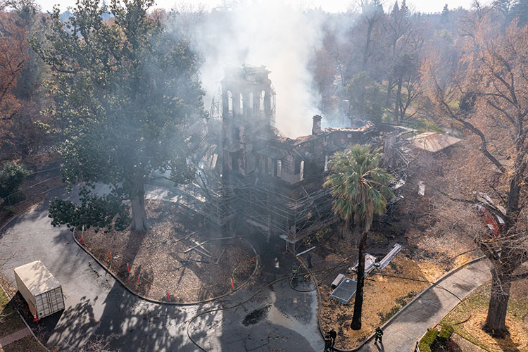 Aerial view of Bidwell Mansion on Dec. 11, 2024.