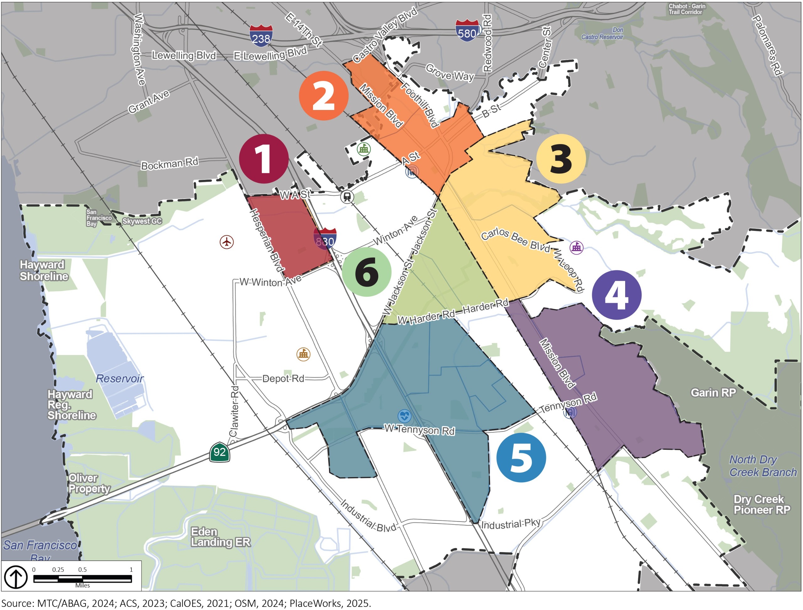 Map of the Six Study Areas
